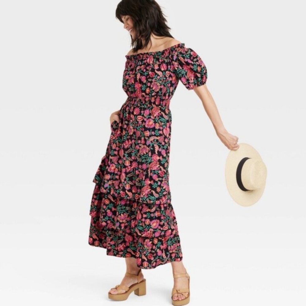 Knox Rose Heather Black Floral Maxi Dress